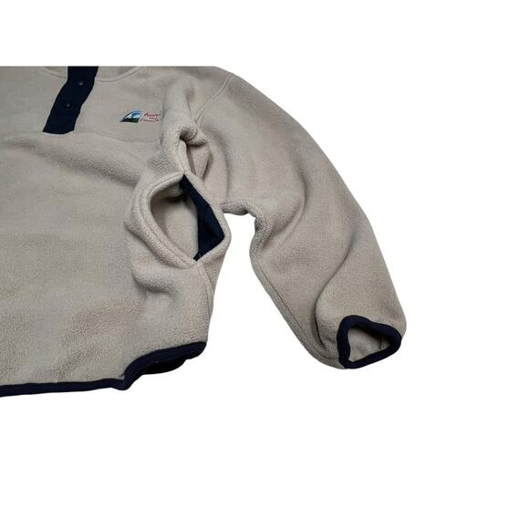 Vtg Against The Elements Tan Blue T Snap Pullover Fleece Jacket Pockets Sz M - Picture 4 of 8